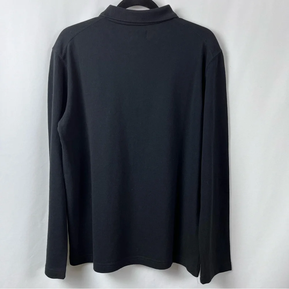 Men’s long sleeves polo style shirt. Cotton Black. Korean brand Romantic Pirates - Picture 5 of 8